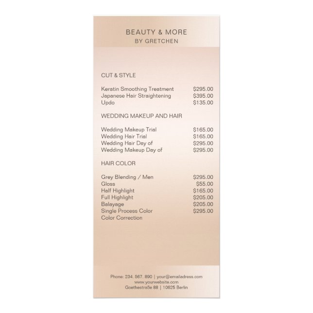 Modern minimum beige skin colour rack card (Front)