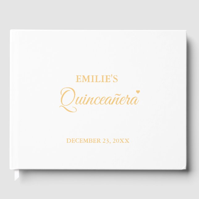 Modern Minmalist Calligraphy Quinceanera Guest Book (Front)