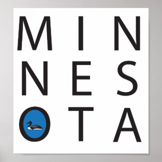 Modern Minnesota with a loon Poster