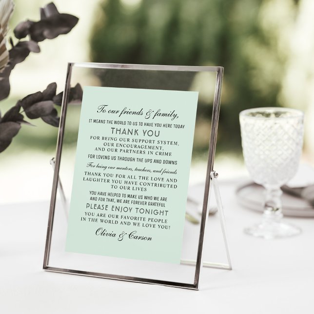 Modern Mint and Black Script Wedding Guest Thank You Card (Creator Uploaded)