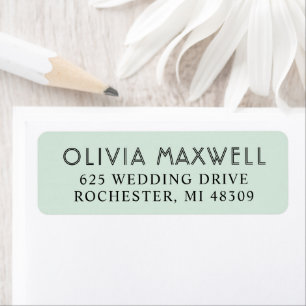 Modern Mint and Black Wedding Return Address Label