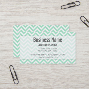 Modern Mint and White Chevron Pattern Business Card