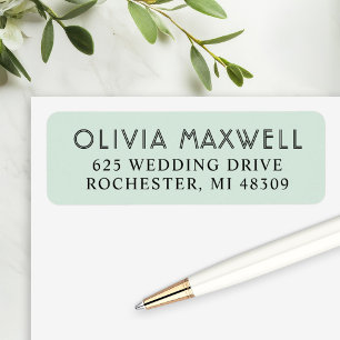 Modern Mint Black Art Deco Wedding Address Return Address Label
