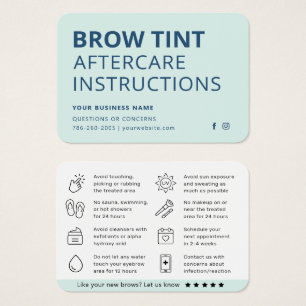 Modern Mint Blue Eyebrow Tint Aftercare Card
