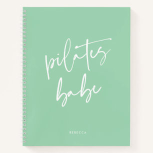 Modern Mint Calligraphy Workout Gym Pilates Babe Notebook