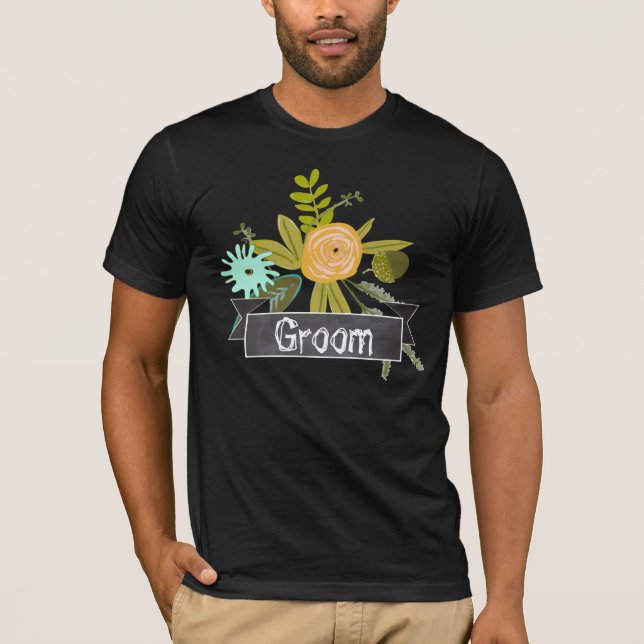 Modern Mint Chalkboard Groom Wedding T-shirt (Front)