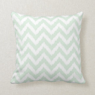 Modern Mint Chevron Ikat Pattern Cushion