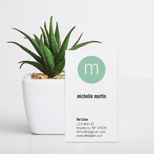 Modern Mint Circle Monogram Salon Business Card