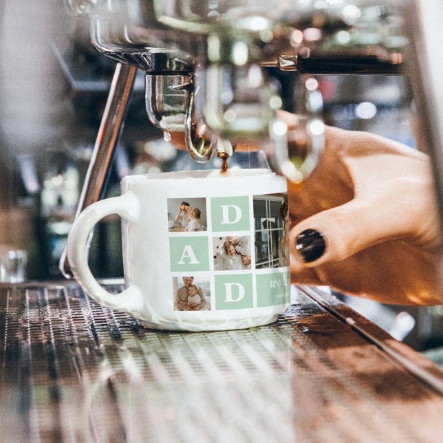 Modern Mint Collage Photo Dad Best Gift Espresso Cup (Creator Uploaded)