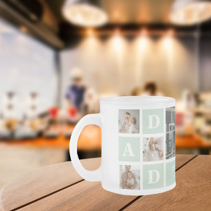 Modern Mint Collage Photo Dad Best Gift Frosted Glass Coffee Mug