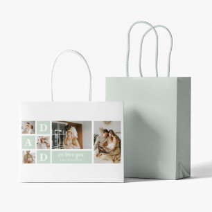 Modern Mint Collage Photo Dad Best Gift Large Gift Bag