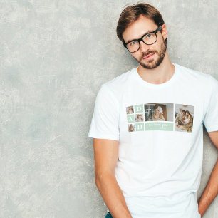 Modern Mint Collage Photo Dad Best Gift T-Shirt