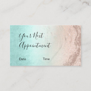 Modern mint copper rose gold glitter makeup artist appointment card