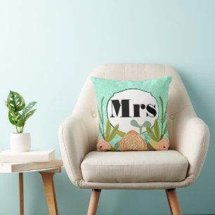 Modern Mint  Damask Wedding Invite Cushion