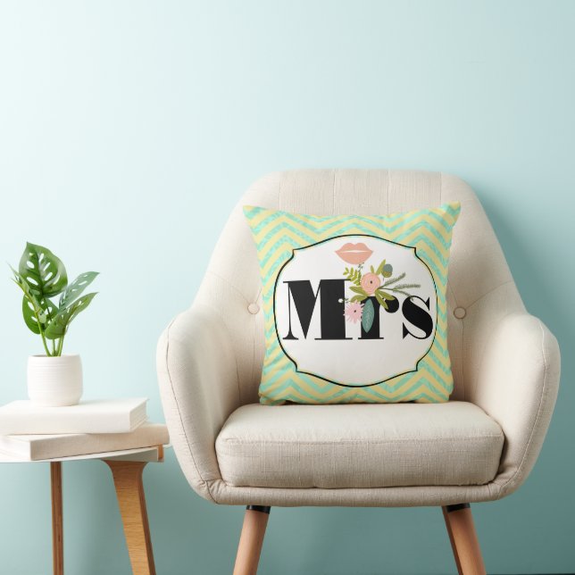 Modern Mint  Damask Wedding Invite Cushion (Chair)
