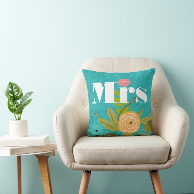 Modern Mint  Damask Wedding Invite Cushion (Chair)