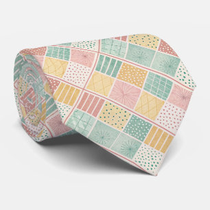 Modern Mint Geometric Polka Dot Plaid Pattern Tie