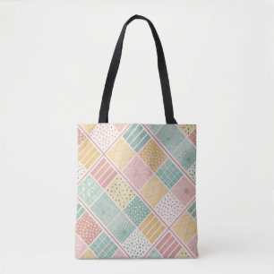 Modern Mint Geometric Polka Dot Plaid Pattern Tote Bag
