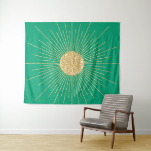 Modern Mint Gold Sunshine Tapestry