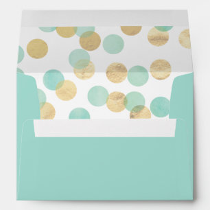 Modern Mint & Gold Yellow Holidays Personalised Envelopes