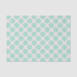 Modern Mint Green and White Large Polka Dots Tissue Paper