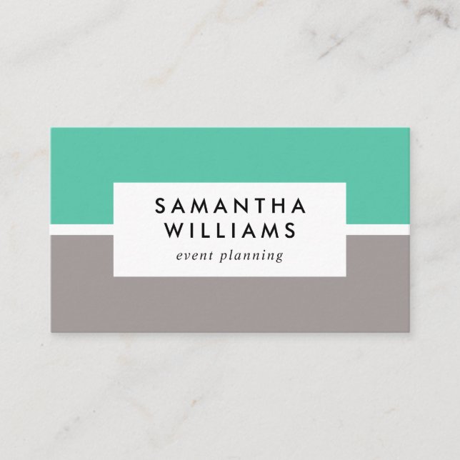 Modern Mint Green Ash Taupe Business Card (Front)