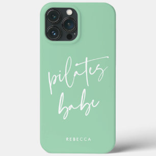 Modern Mint Green Calligraphy Workout Gym Pilates iPhone 13 Pro Max Case