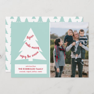 Modern Mint Green Christmas Tree with Custom Photo Holiday Card