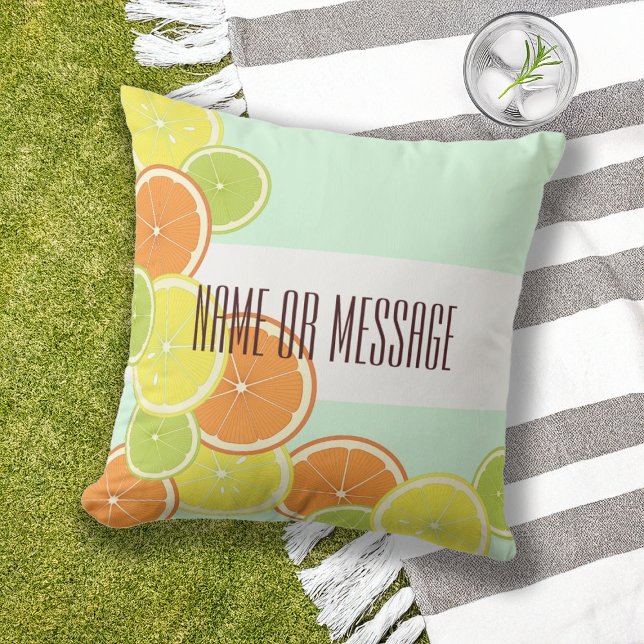 Modern Mint Green Citrus Fruit Slices Cushion (Creator Uploaded)