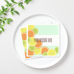 Modern Mint Green Citrus Fruit Slices Paper Napkin