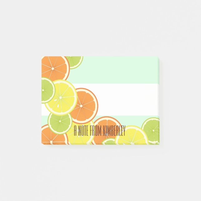 Modern Mint Green Citrus Fruit Slices Post-it Notes (Front)
