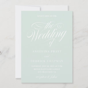  Modern Mint Green Elegant Calligraphy Wedding  In Invitation