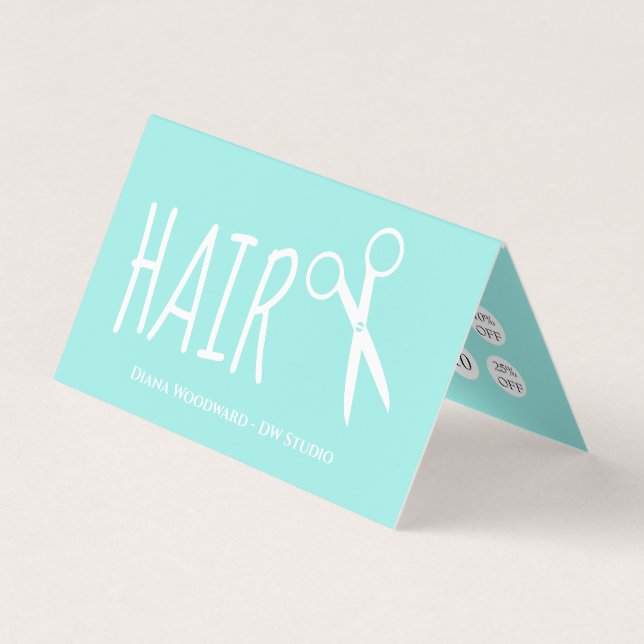 Modern Mint Green Hairdressers Loyalty Business Card (Front)
