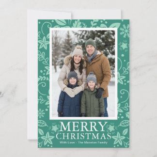 Modern Mint Green Photo Christmas Holiday Card