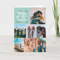 Modern mint green photos collage grid 21 birthday