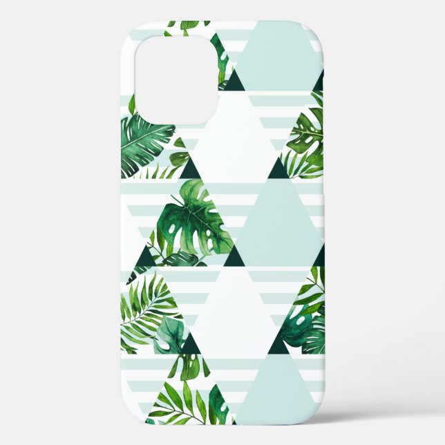 Modern Mint Green Tropical Triangles Pattern  Case-Mate iPhone Case (Back)