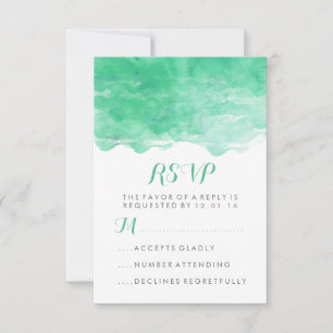 Modern Mint Green Watercolor Wedding RSVP Card