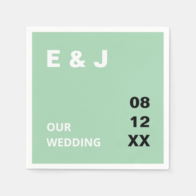Modern Mint Green Wedding Napkins (Front)