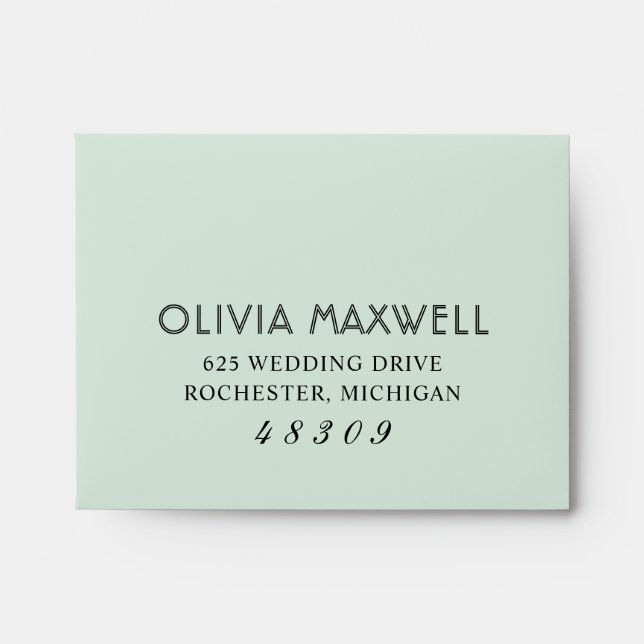 Modern Mint Green Wedding RSVP Envelope (Front)