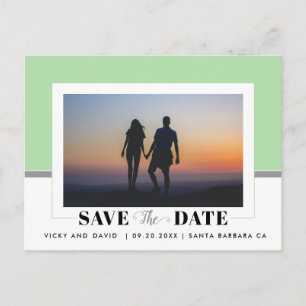 Modern mint green wedding Save the Date photo Postcard