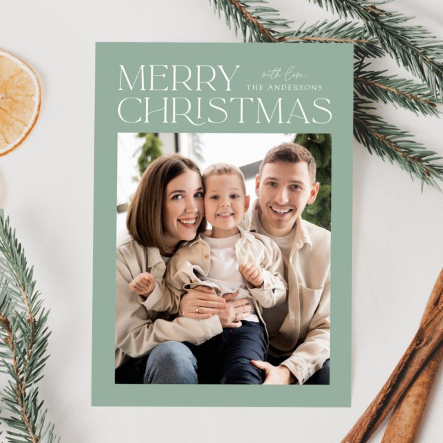 Modern Mint Merry Christmas Photo Holiday Card (Creator Uploaded)