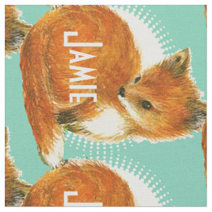 Modern Mint Personalised Fox Fabric