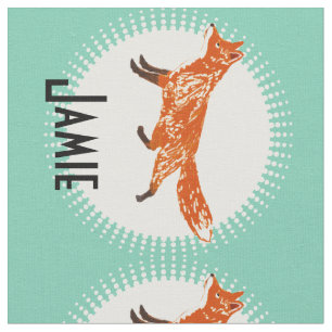 Modern Mint Personalised Fox Fabric