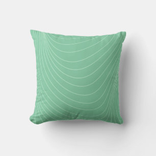 Modern Mint Sage Green Concentric U-Shape Wave Lin Cushion