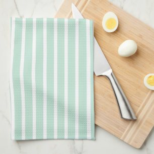 Modern Mint seafoam green White Stripes pattern Tea Towel