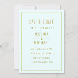 Modern Mint Turquoise Elegant Simple Minimalist Save The Date