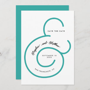 Modern Mint Turquoise Script Big Ampersand Wedding Save The Date
