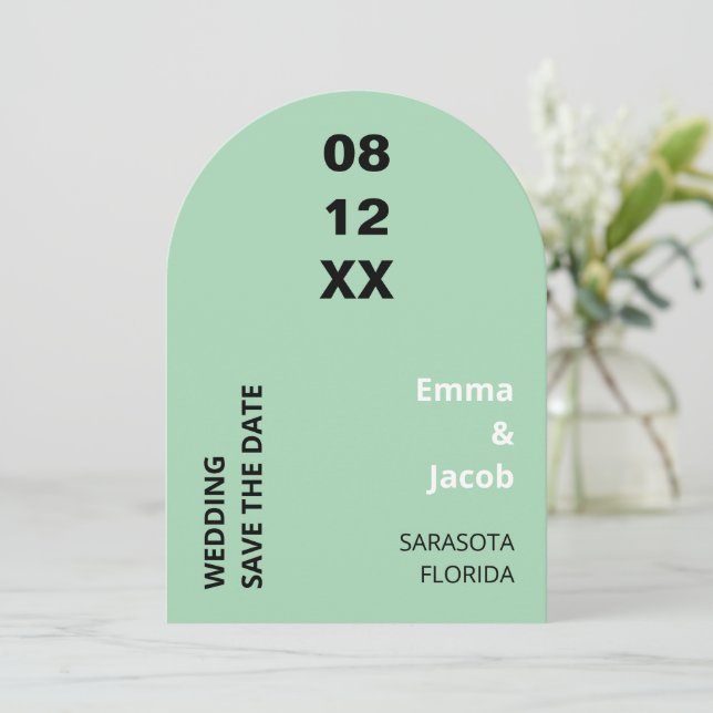 Modern Mint Wedding Save the Date (Standing Front)