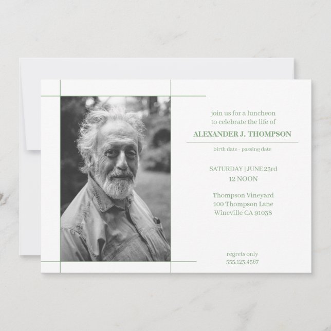 Modern Mint & White Celebrating the LIfe Funeral Thank You Card (Front)
