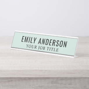Modern Mist Green Office Employee Desk Name Plate